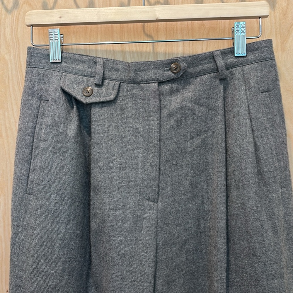 Vtg Lauren Ralph Lauren Women’s Trousers 100% Wool Grey Pleated Size 12 Petite - Picture 2 of 7